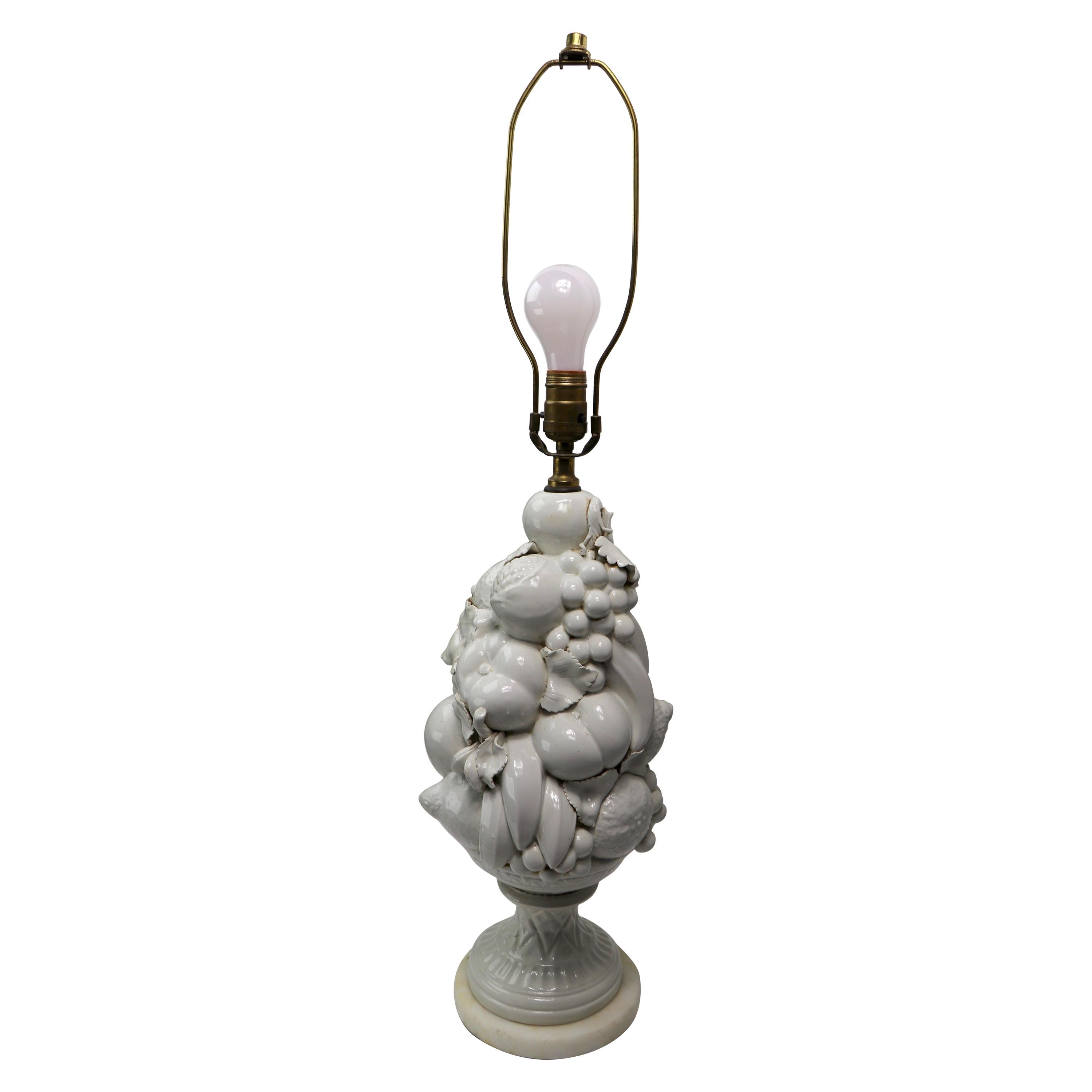 White Ceramic Fruit Table Lamp