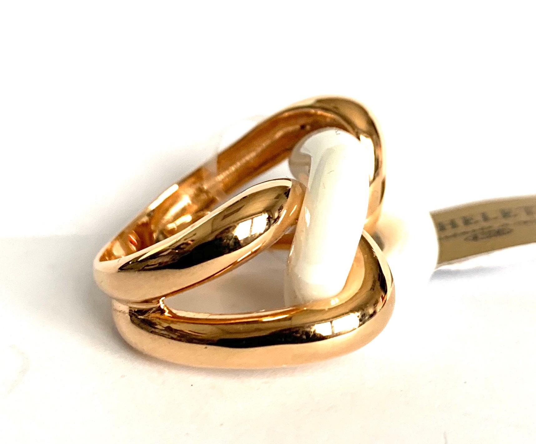 White Ceramic Groumette Ring 18 Karat Rose Gold In New Condition For Sale In Milano, Lombardia