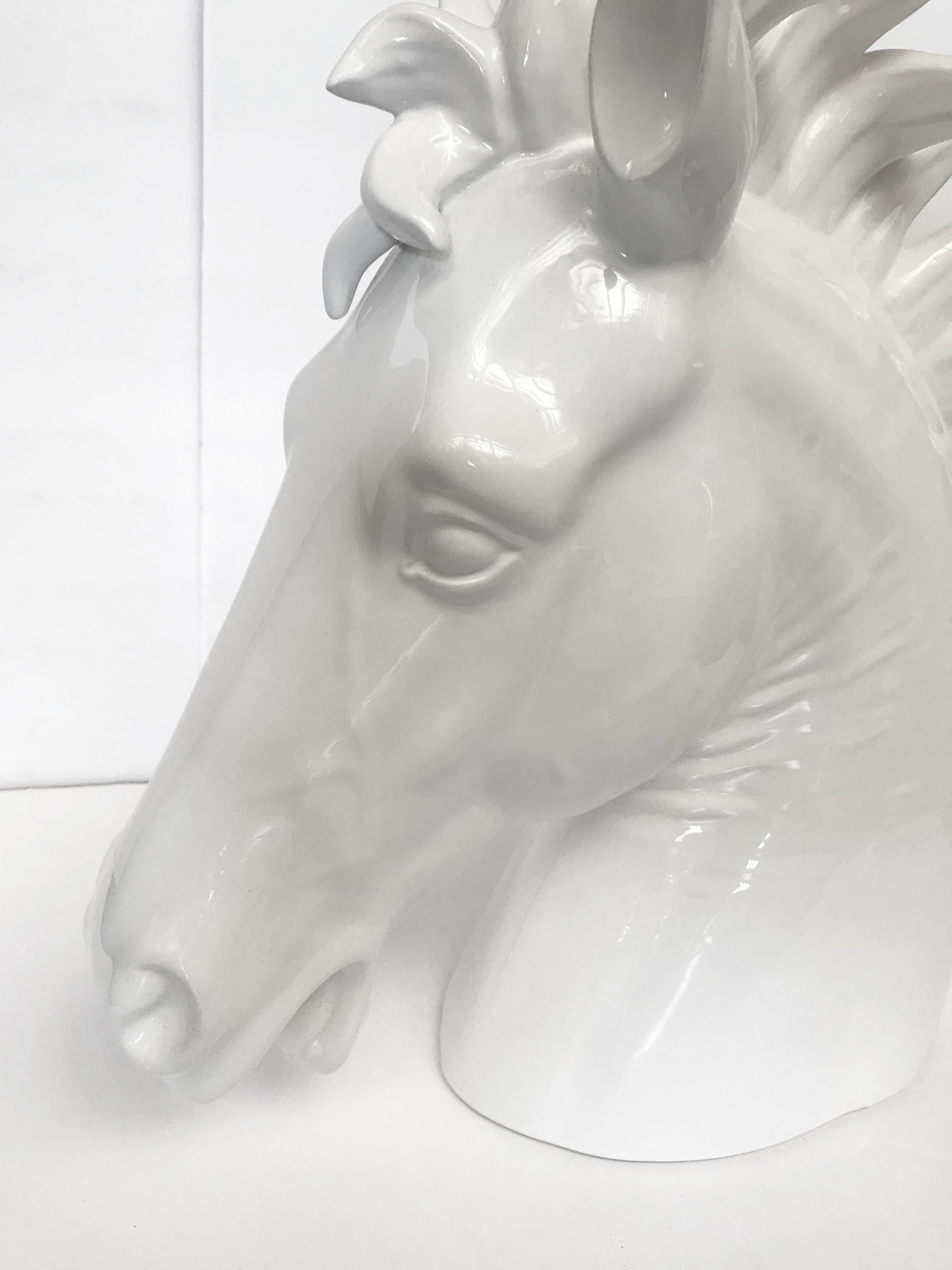 Modern White Ceramic Horse Sculpture by Fabio Ltd