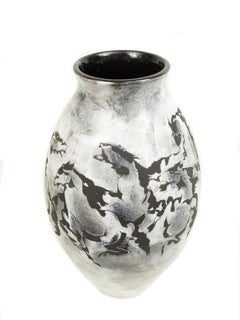 Post-War White Ceramic Horse Design Vase