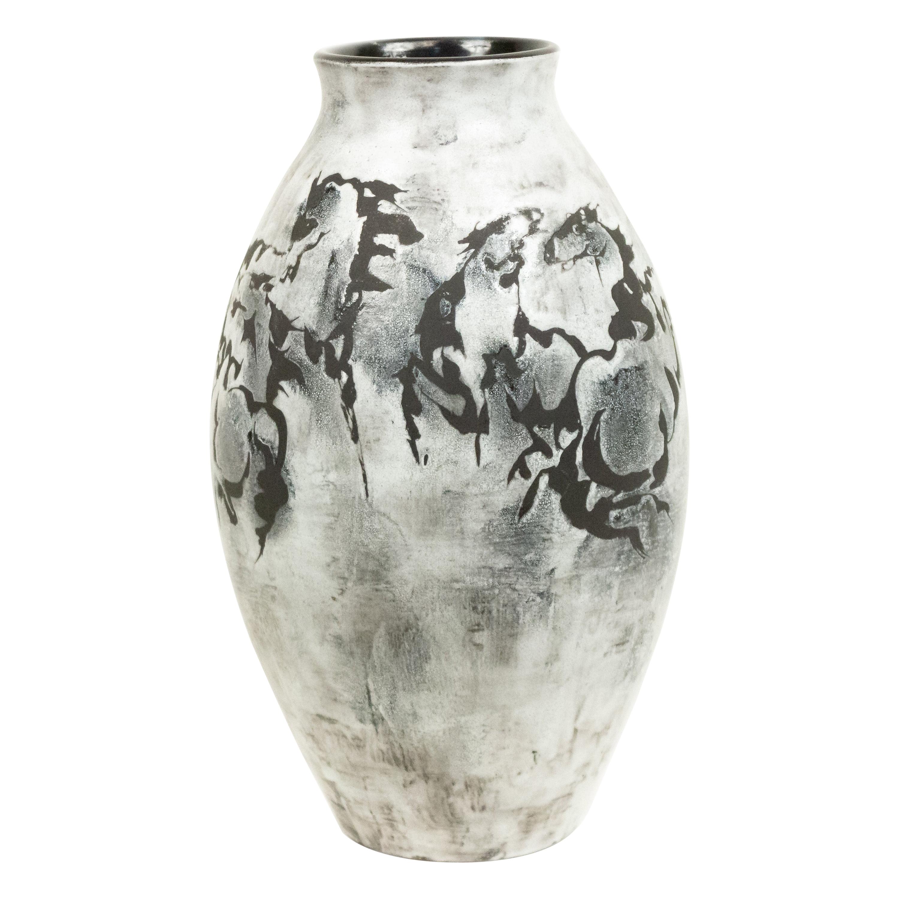 Post-War White Ceramic Horse Design Vase For Sale