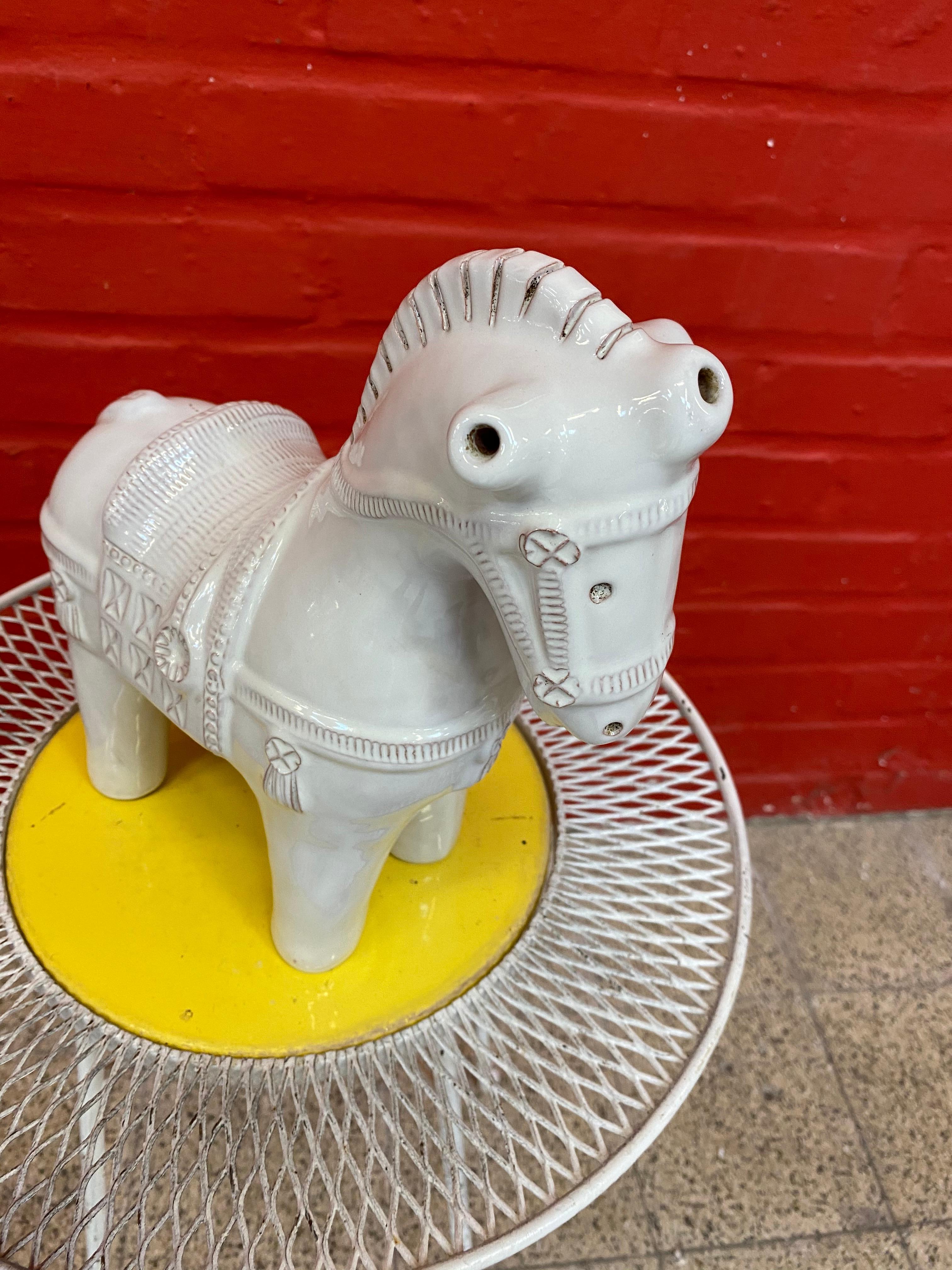 Mid-Century Modern White Ceramic Horse