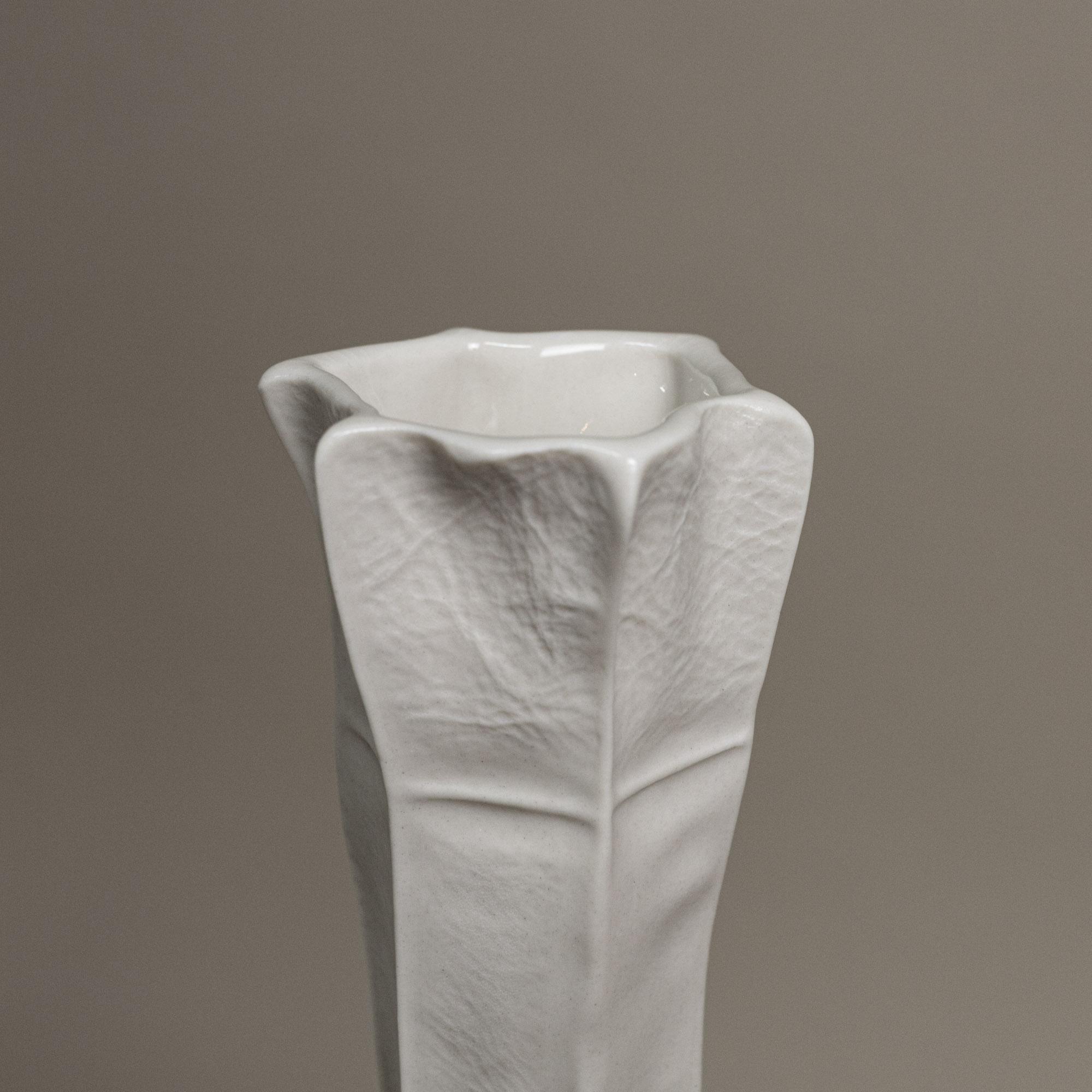 Hand-Crafted White Ceramic Porcelain Kawa Flower Vase 12 by Luft Tanaka, Organic Modern For Sale