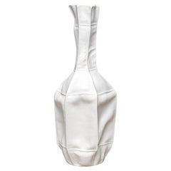 White Ceramic Kawa Vase #12, Leather textured Organic Porcelain Vessel