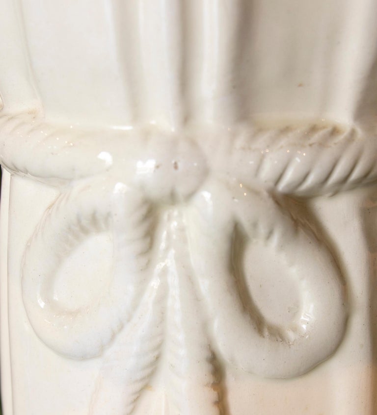 Ceramic Table Lamp Rope White Ceramic Lamp with Rope Tied To It For Sale at 1stDibs