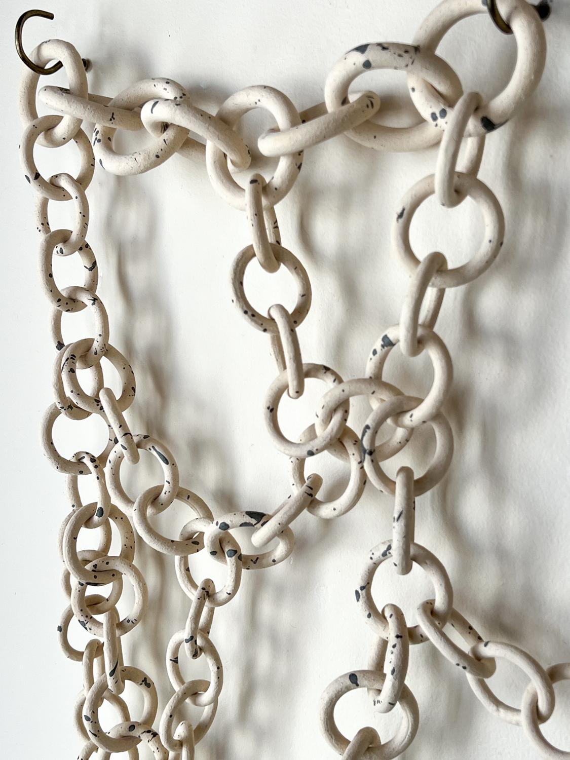 Contemporary white Ceramic Link Chain Wall Sculpture