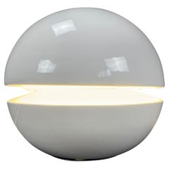 White Ceramic Mid-Century Modern Round Italian Table Lamp