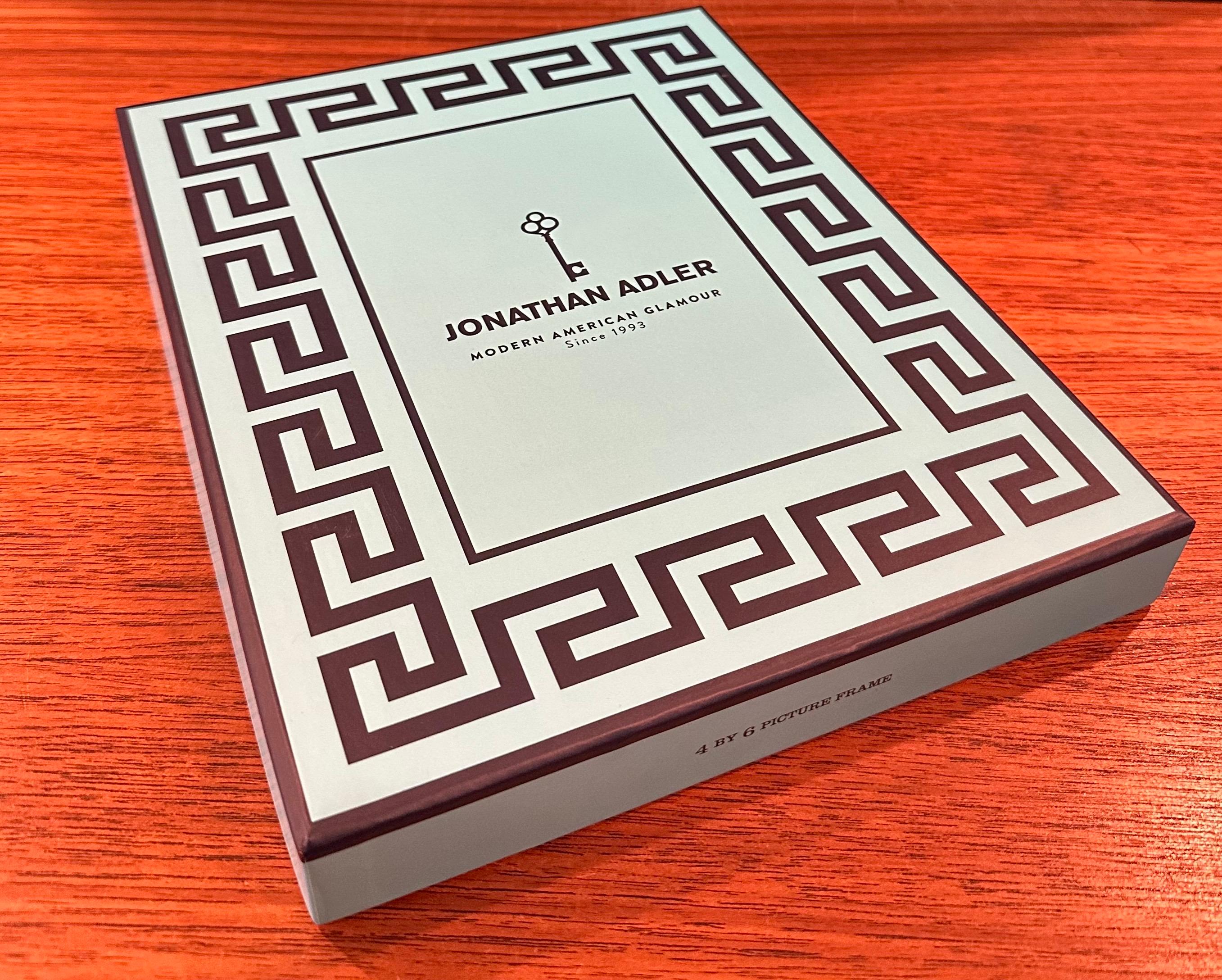 White Ceramic Picture Frame with Greek Keys by Jonathan Adler - New in Box For Sale 6