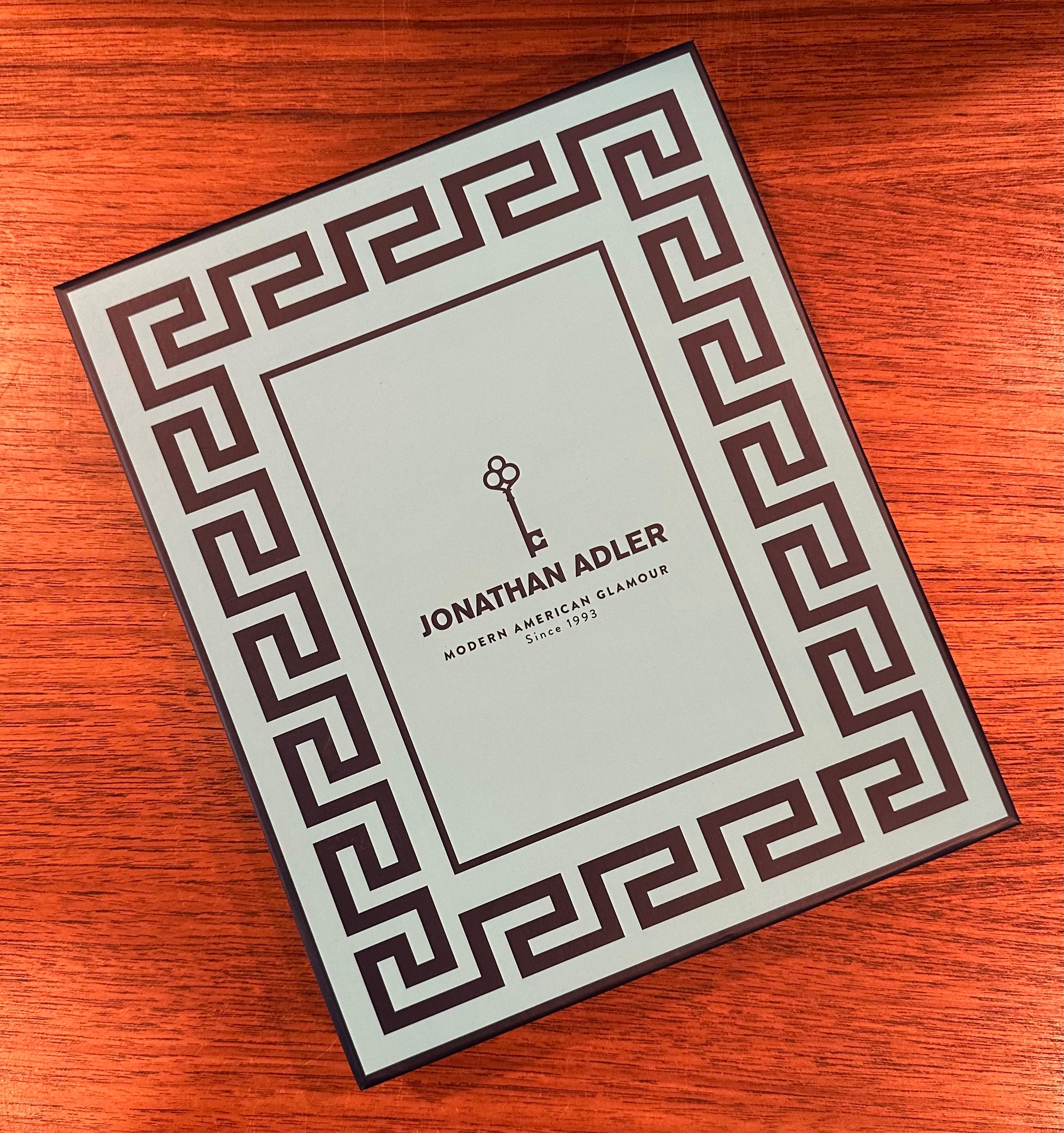 White Ceramic Picture Frame with Greek Keys by Jonathan Adler - New in Box For Sale 7