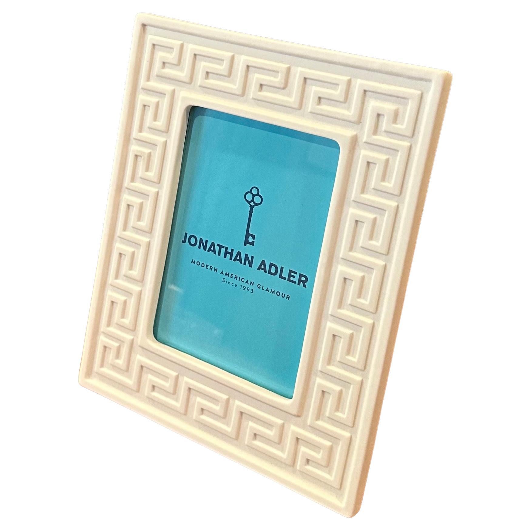 White Ceramic Picture Frame with Greek Keys by Jonathan Adler - New in Box For Sale 8