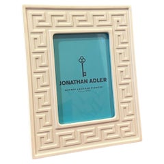 White Ceramic Picture Frame with Greek Keys by Jonathan Adler - New in Box