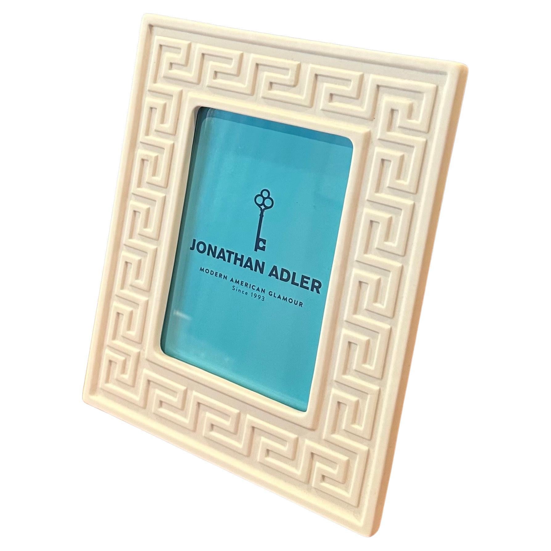 White Ceramic Picture Frame with Greek Keys by Jonathan Adler - New in Box For Sale