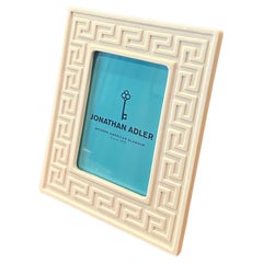 White Ceramic Picture Frame with Greek Keys by Jonathan Adler - New in Box