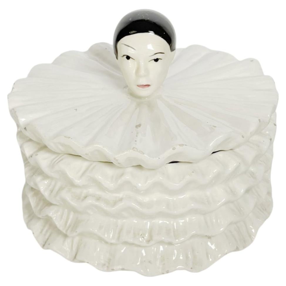 White Ceramic Pierrot Box, France, 1970s For Sale