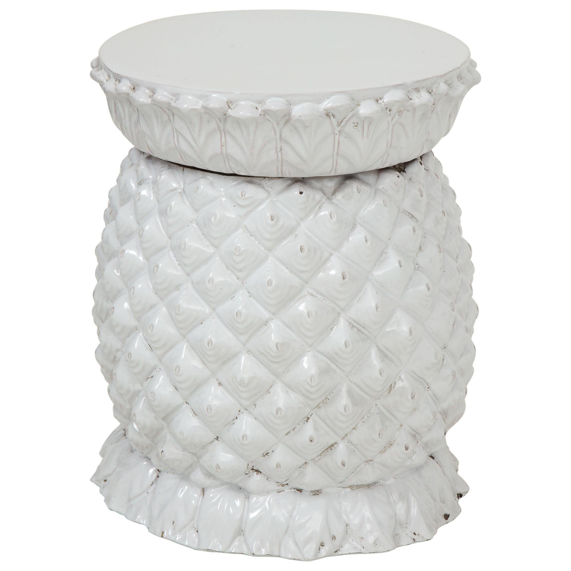 White Ceramic Pineapple Garden Seat