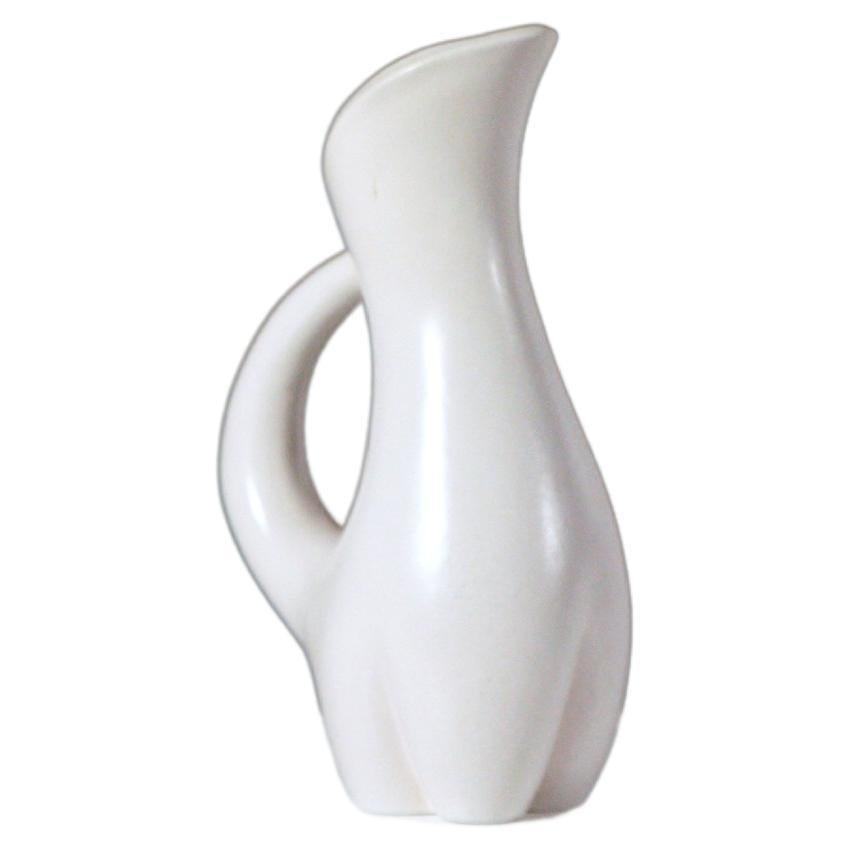 White Ceramic Pitcher by Pol Chambost France 1970s