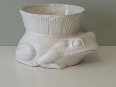 White Ceramic Planter, Style Bassano Italy, 1960s
