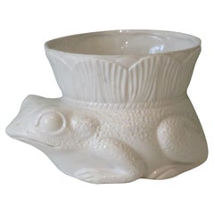 White Ceramic Planter, Style Bassano Italy, 1960s