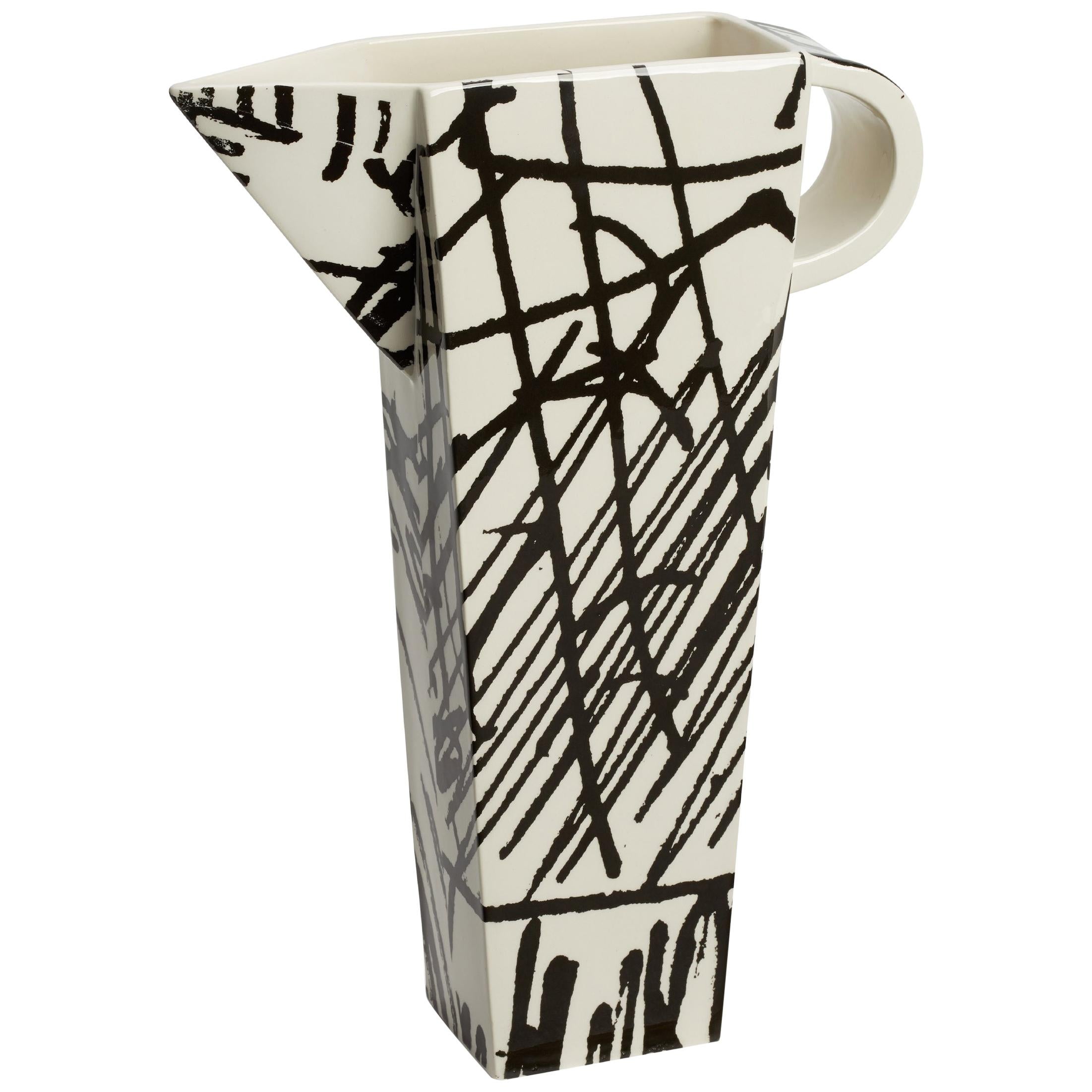 White Ceramic Production Jug 02 with Black Silk Screen Decals