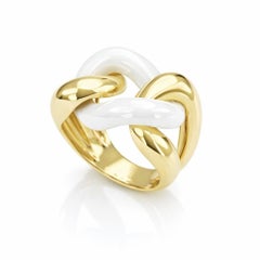White Ceramic Ring in 18 Karat Yellow Gold - FASHION GROUMETTE Collection *