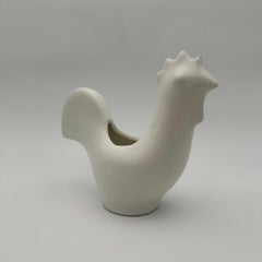 White ceramic rooster. French work in the style of Jouve, circa 1950.