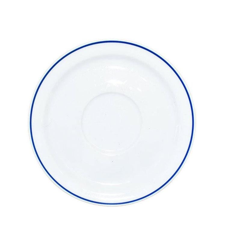 American Classical White Ceramic Saucer in White with Blue Trim by Michaud for American Airlines For Sale