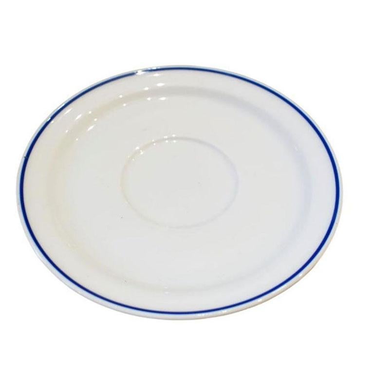 Japanese White Ceramic Saucer in White with Blue Trim by Michaud for American Airlines For Sale