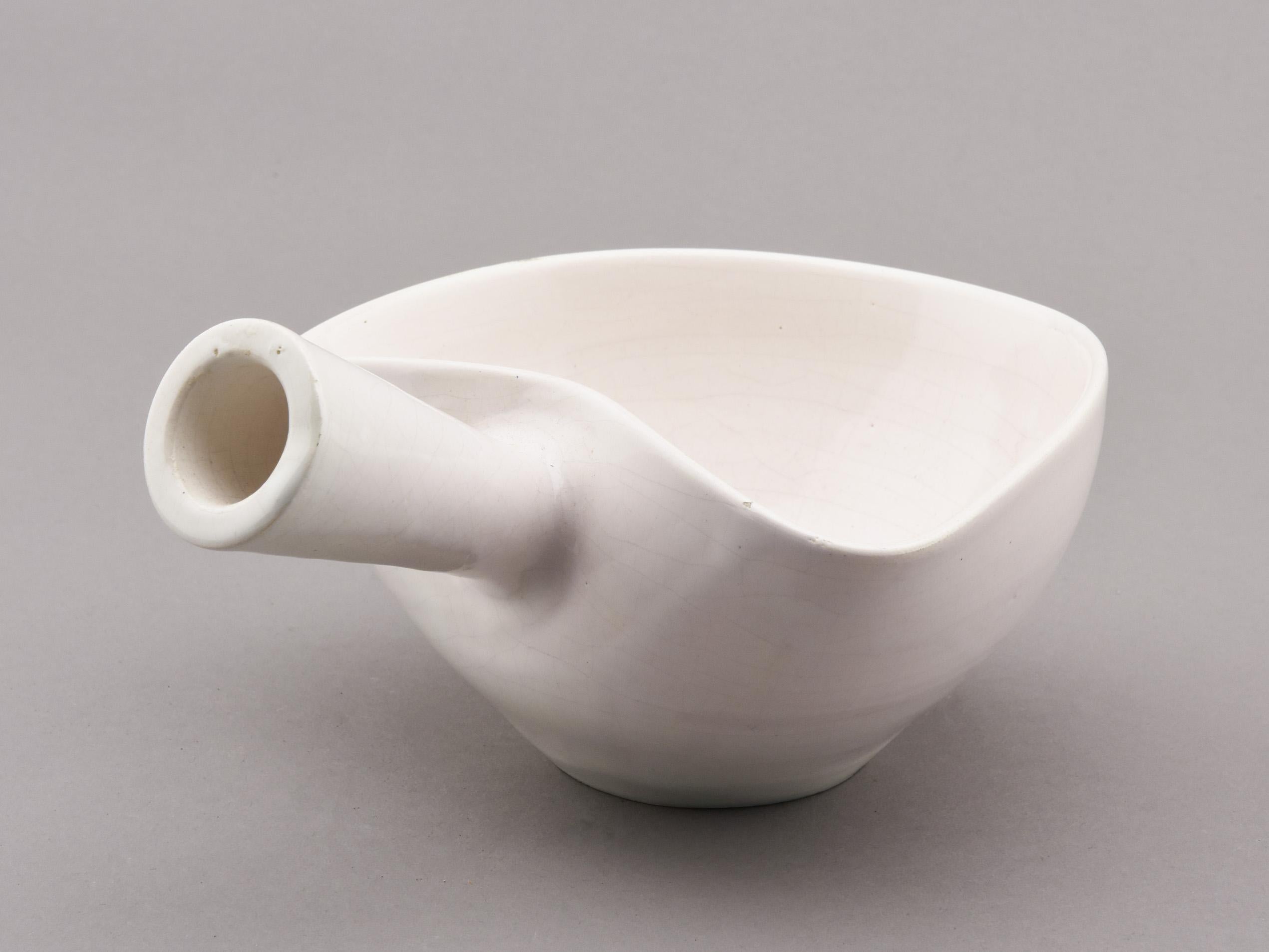 Post-Modern White Ceramic Saucer, Madoura, 1960s For Sale