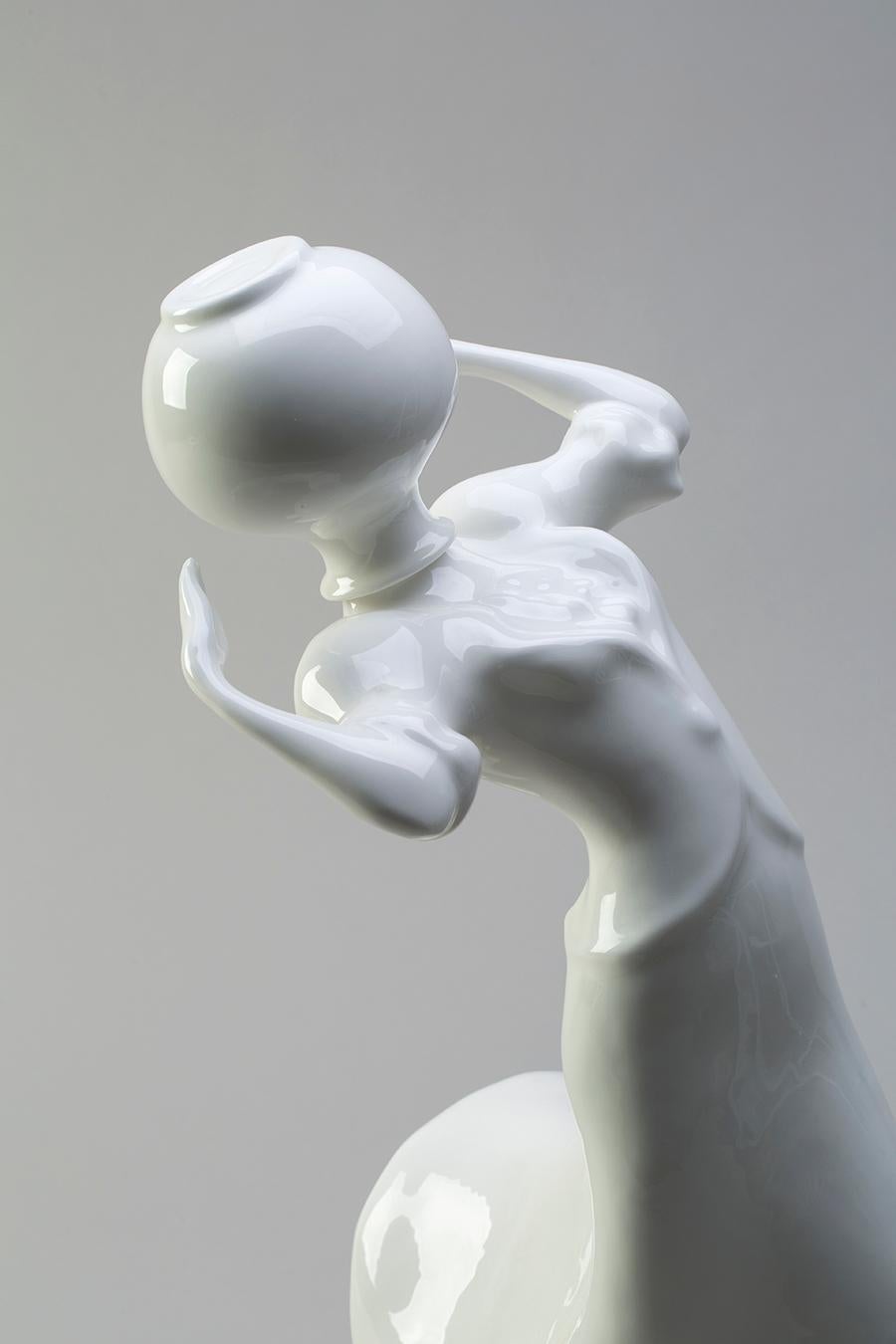 Glazed White Ceramic Sculpture by Andrea Salvatori Italy Contemporary, 21st Century For Sale