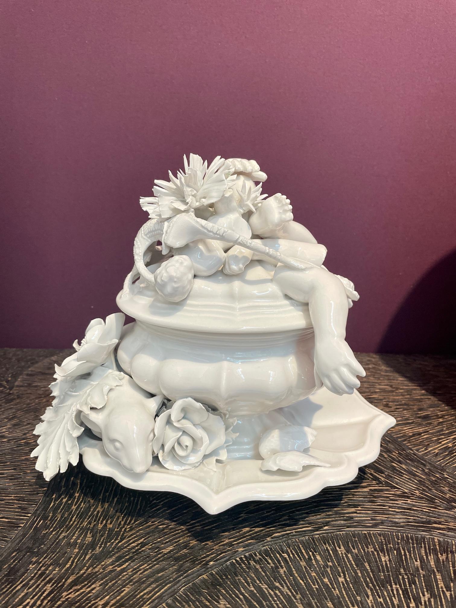 Baroque White Ceramic Sculpture by Renzi & Reale Glazed Earthenware Italy Contemporary For Sale