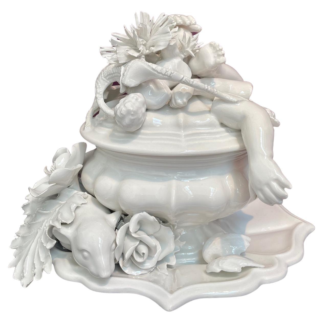 Sculpture en céramique blanche de Renzi & Reale, faïence émaillée  Italie Contemporary