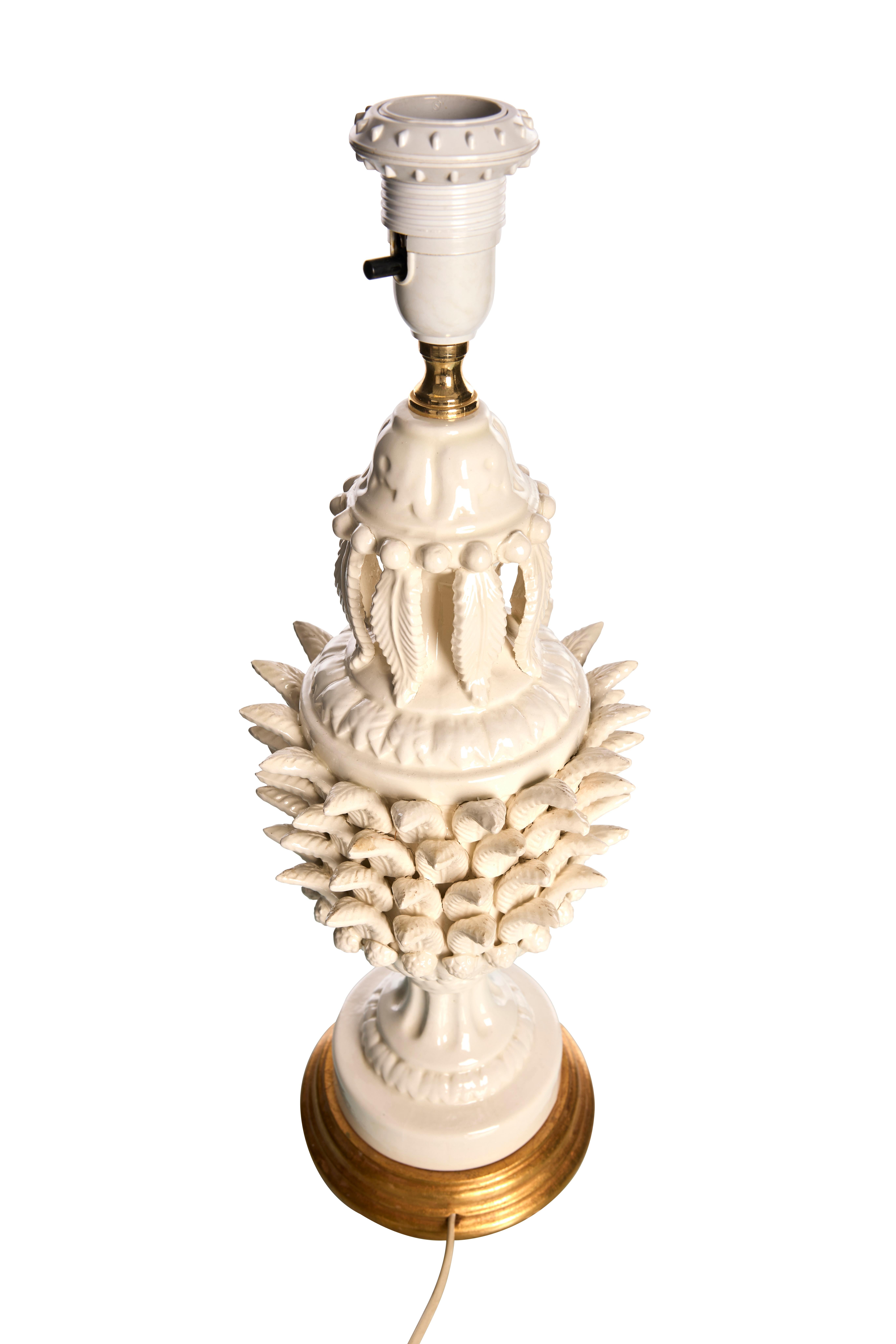 Spanish White Ceramic Table Lamp, Bondia for Nordiska Kompaniet, Valecia, Spain For Sale