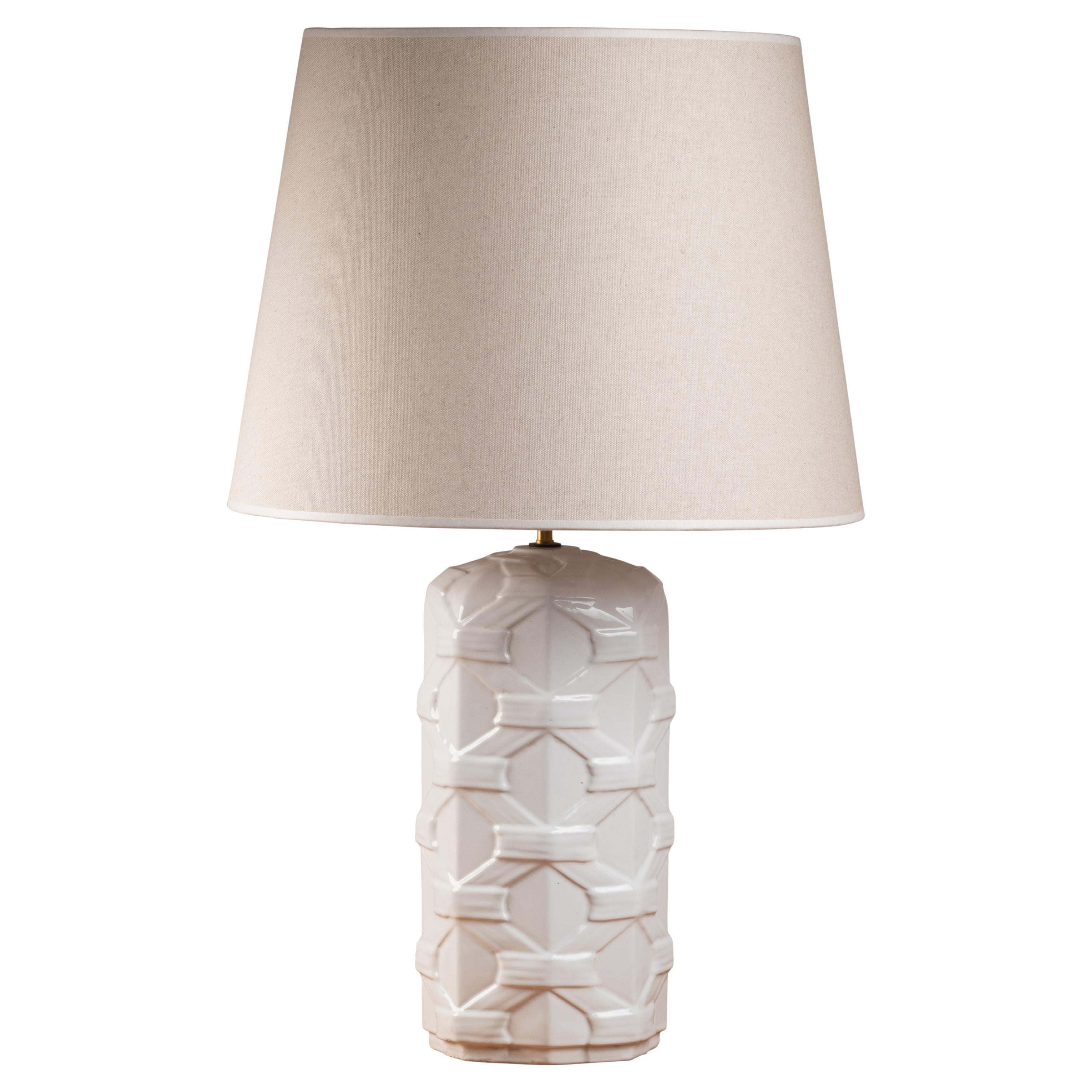 White Ceramic Table Lamp by Christian Dior, circa 1970 For Sale