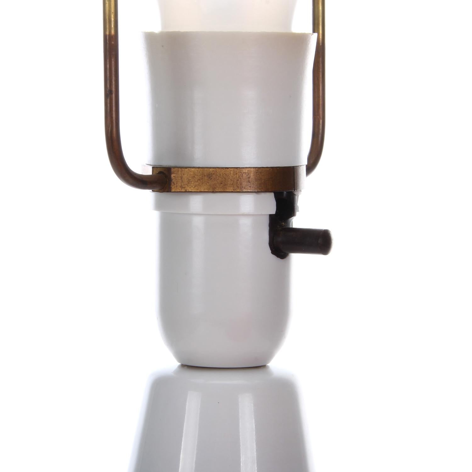 White Ceramic Table Lamp by Einar Johansen for Soholm 1960s with Shade Included For Sale 1