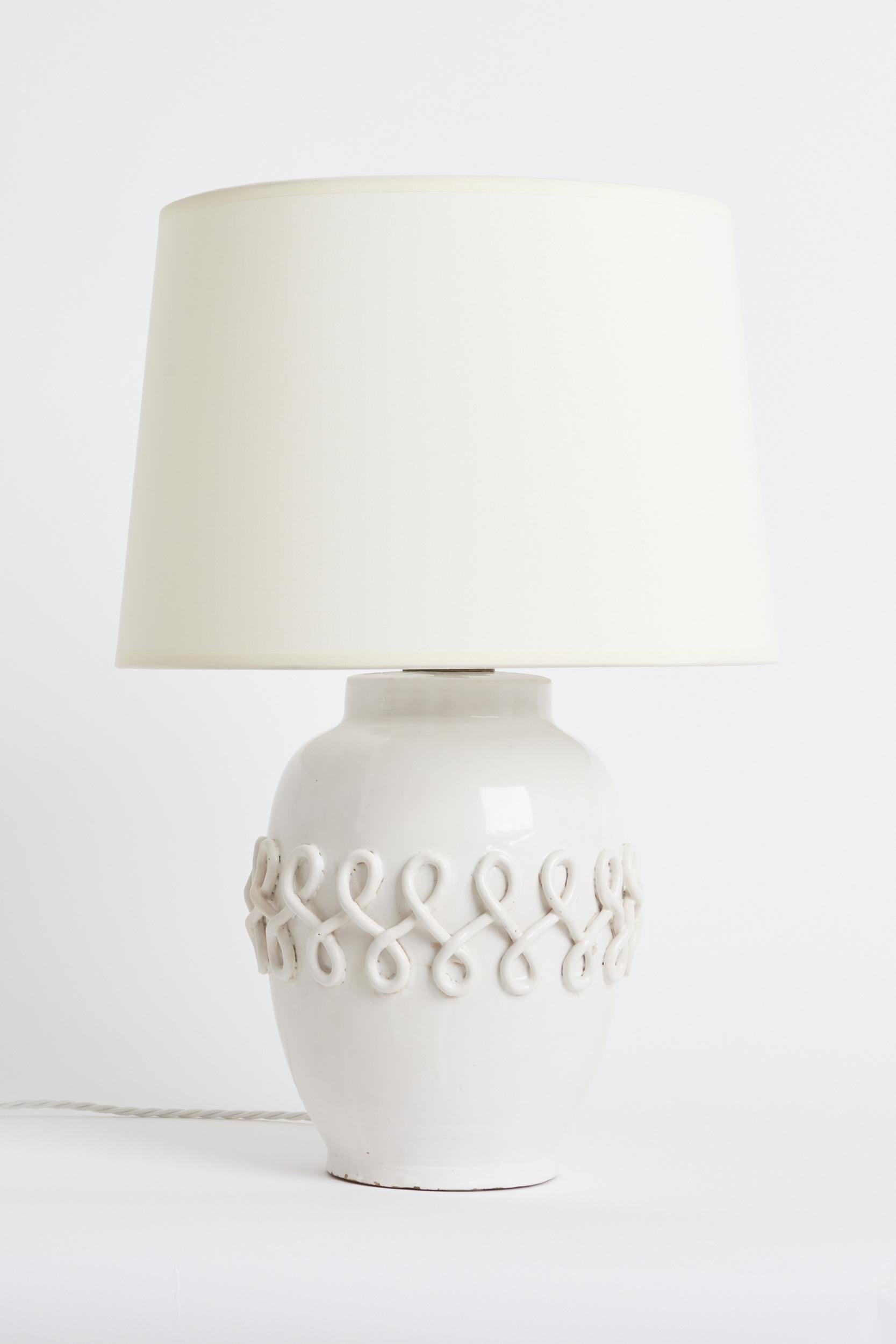 Art déco Lampe de table en céramique blanche