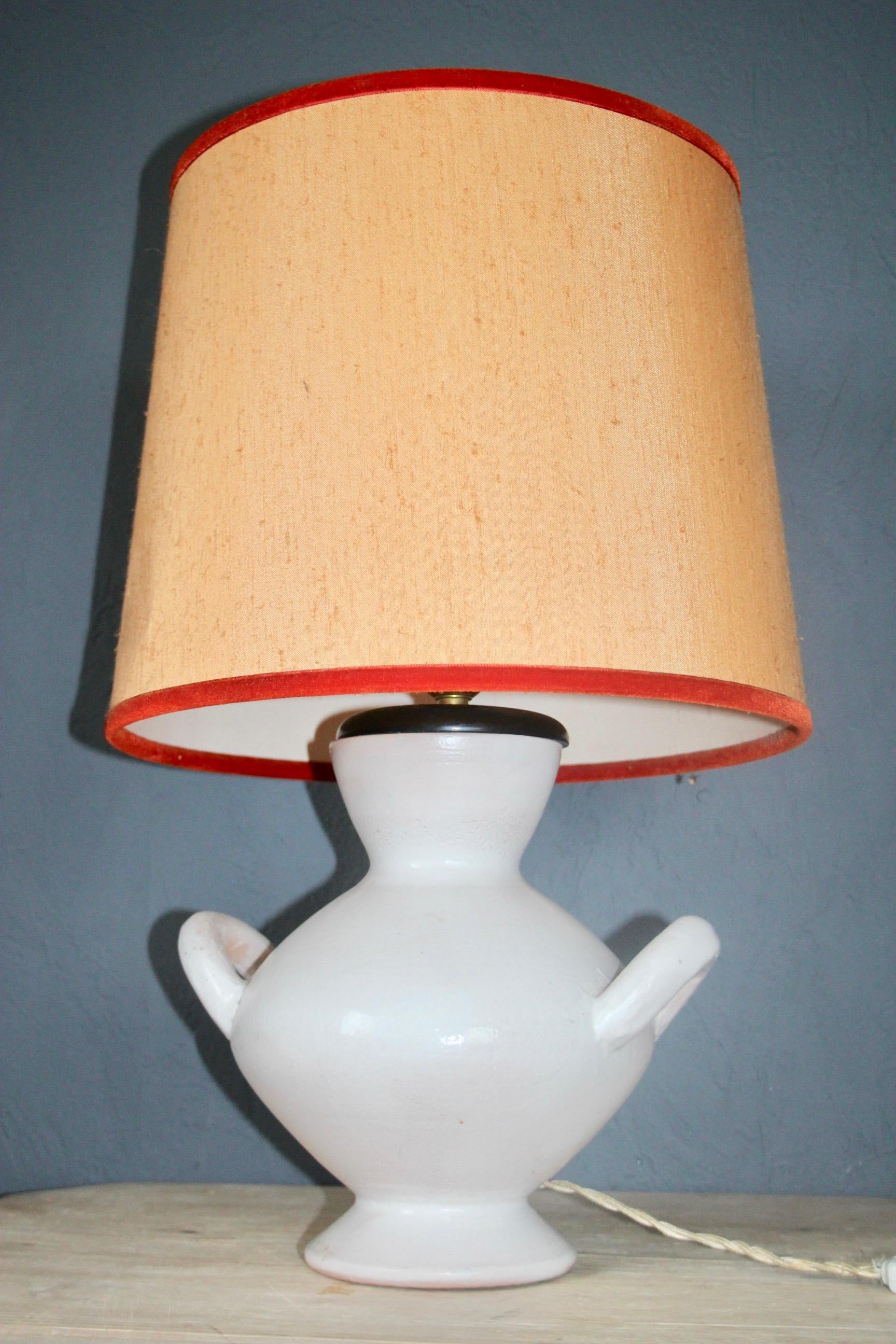 Mid-20th Century White Ceramic Table Lamp