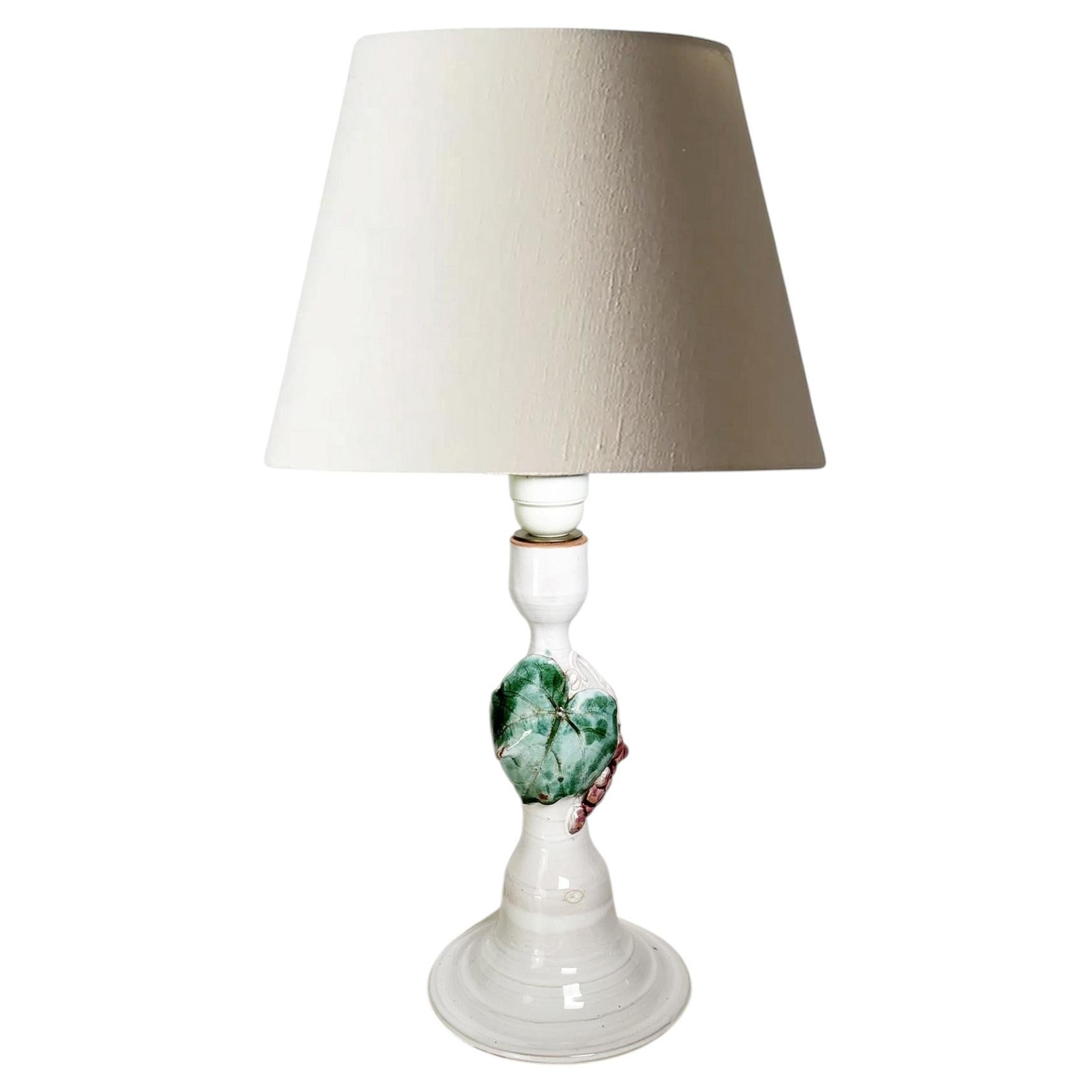 White Ceramic Table Lamp, France 1980s