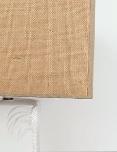 White Ceramic Table Lamp with with Palm Tree Decor, Vivai del Sud Style, 70s