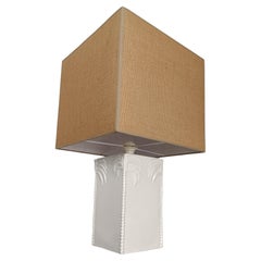 White Ceramic Table Lamp with with Palm Tree Decor, Vivai del Sud Style, 70s