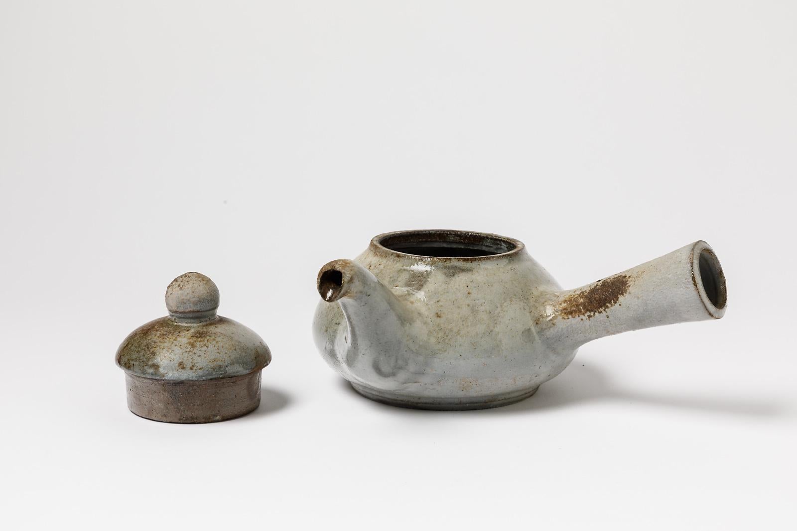 Mid-Century Modern Service à thé en céramique blanche de David Louveau La Borne Stoneware, poterie artisanale en vente
