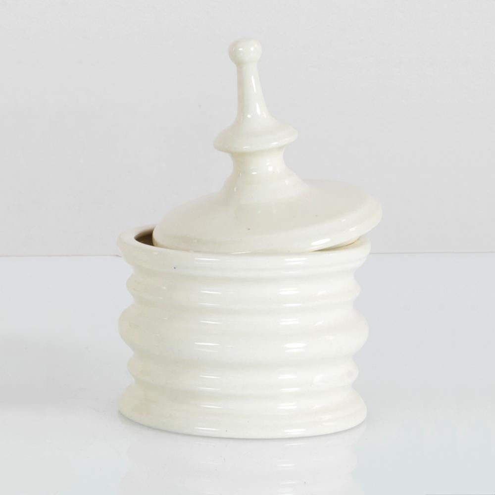 Polish White Ceramic Tobacco Jar 