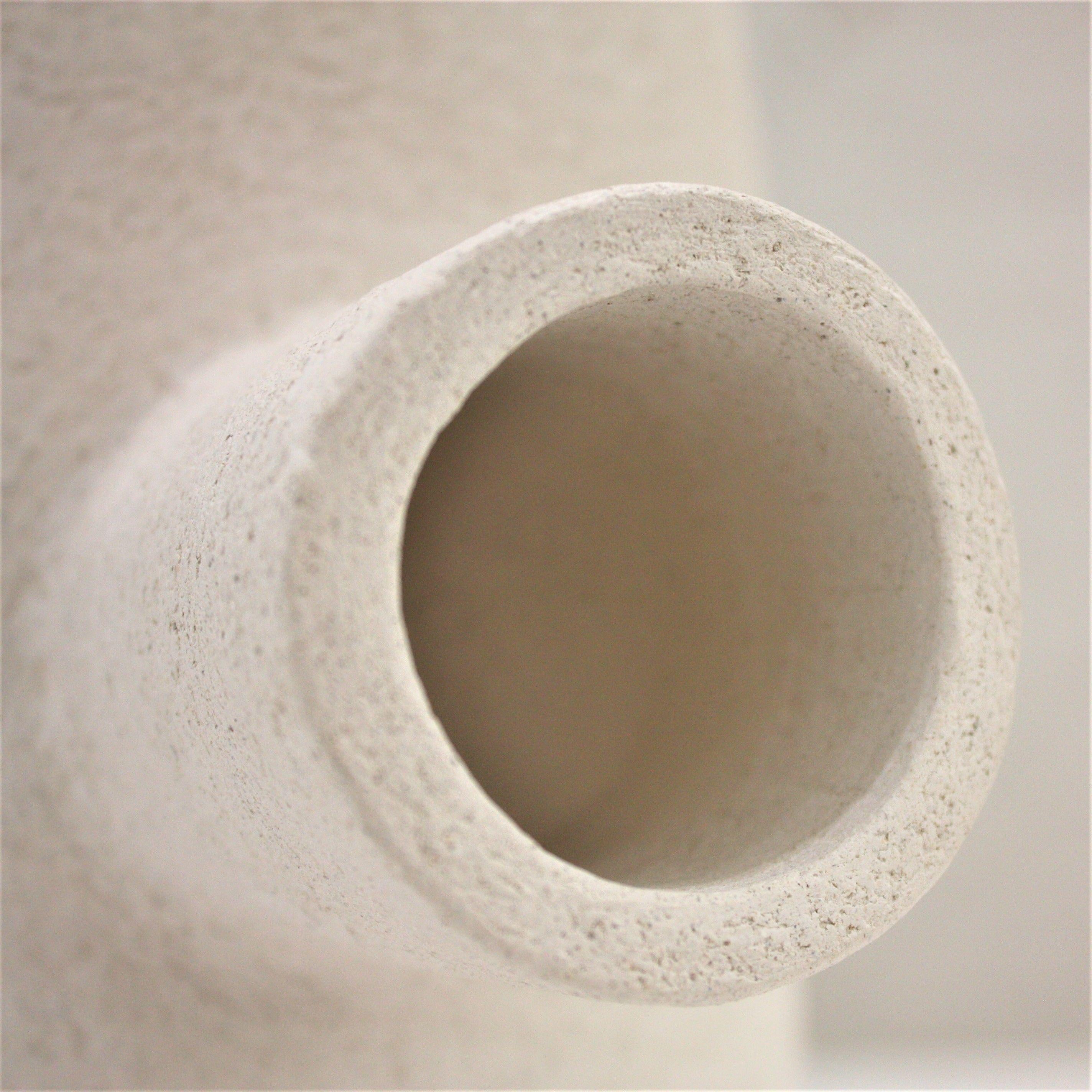 Hand-Crafted White Ceramic Totem Sculpture, Moodiie Medium