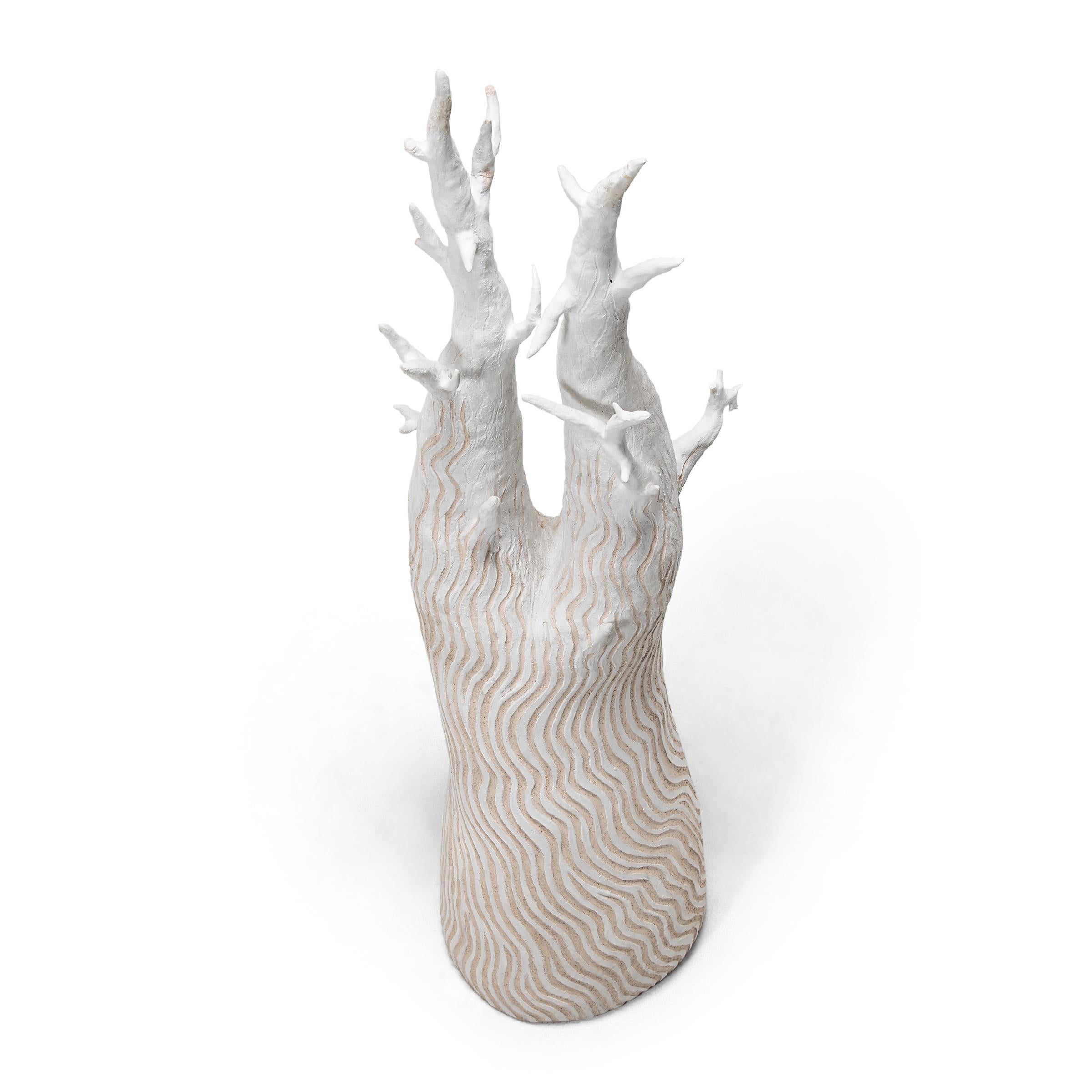 Unglazed White Ceramic Tree Sculpture