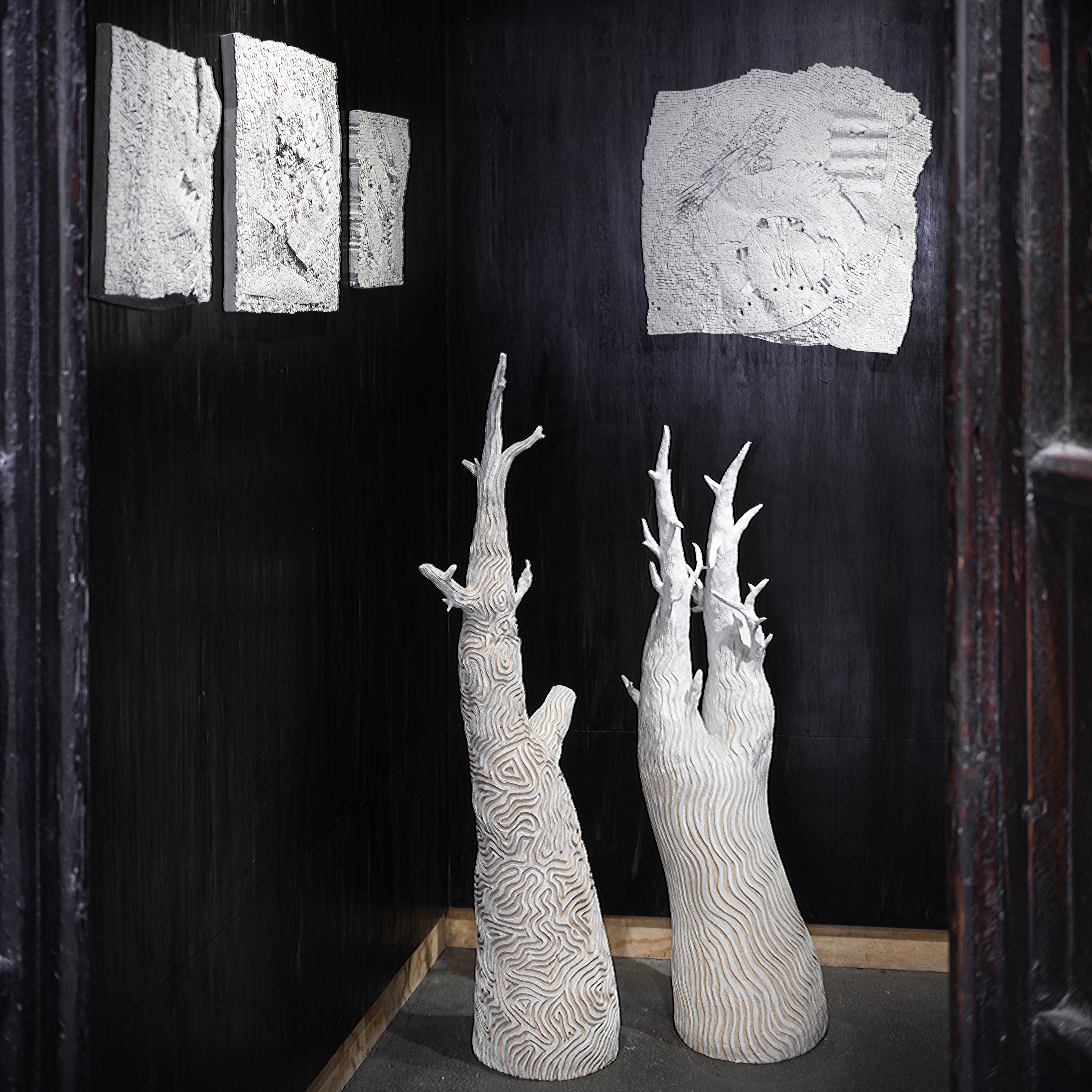 Contemporary White Ceramic Tree Sculpture