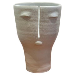 White Ceramic Vase " Sleepy Idole" Signed by French Ceramist DALO