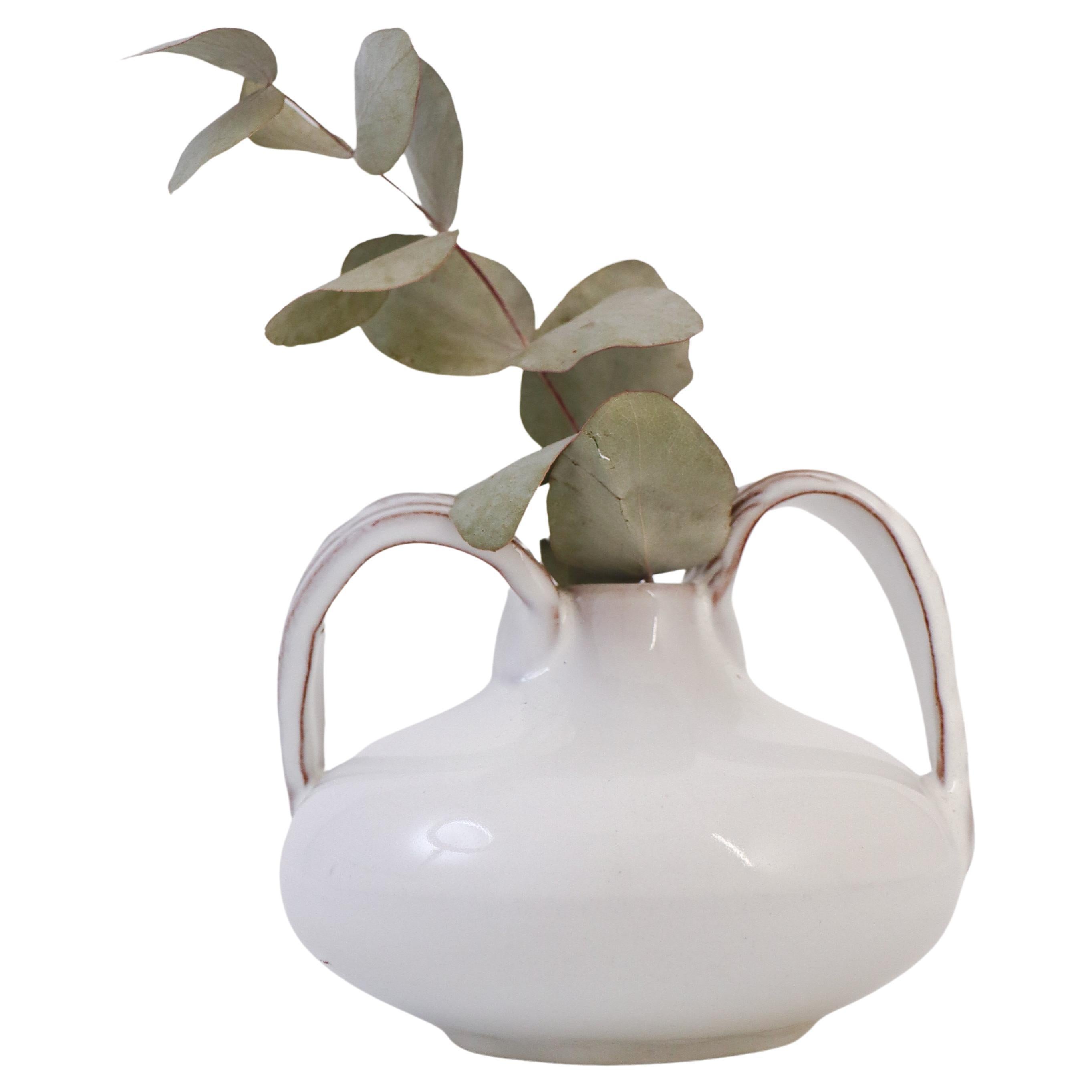 White Ceramic Vase with handles - Upsala Ekeby, Sweden, 1930s