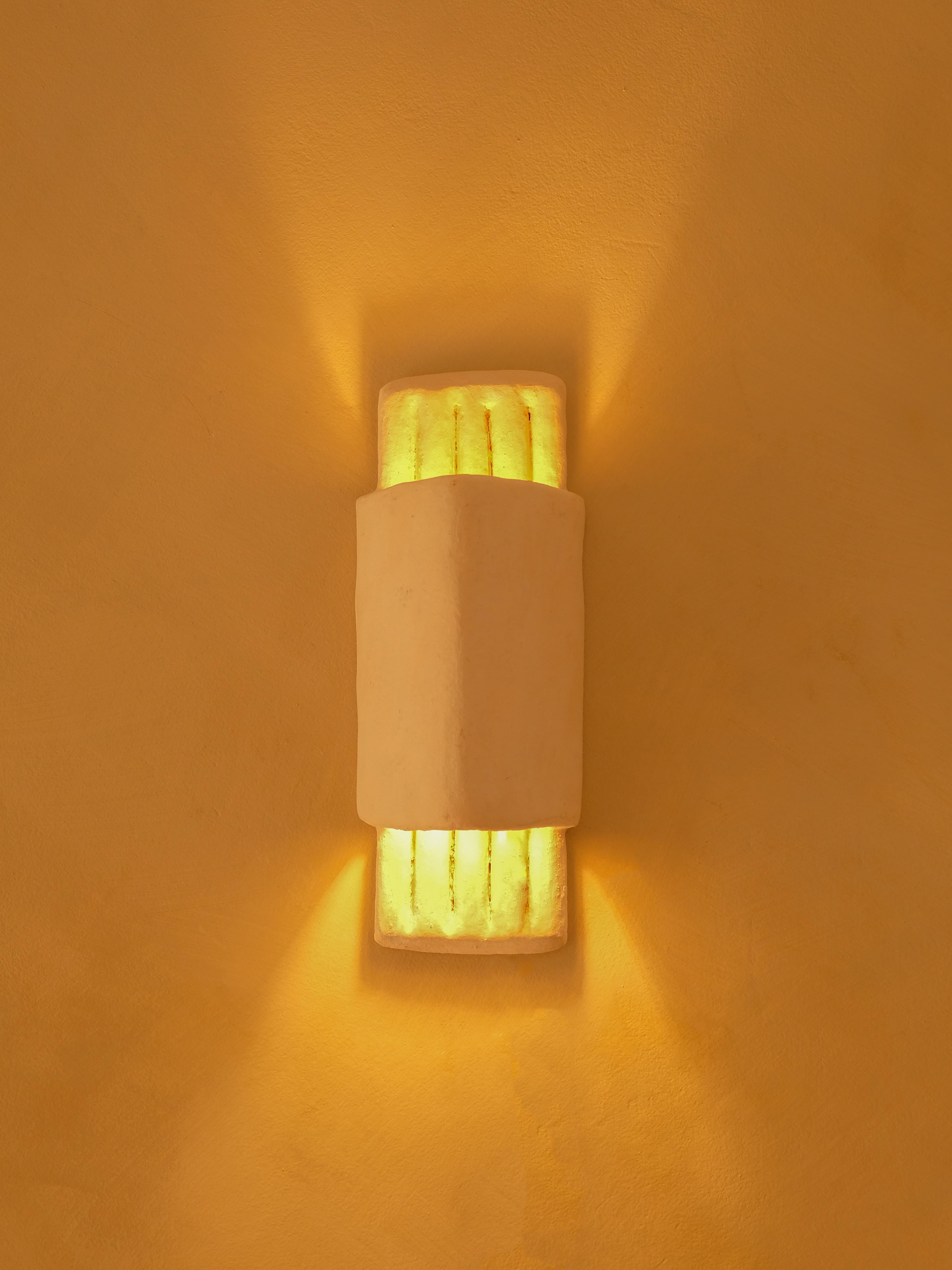 White Ceramic Wall Light Made of Native Clay by memòri studio For Sale 1