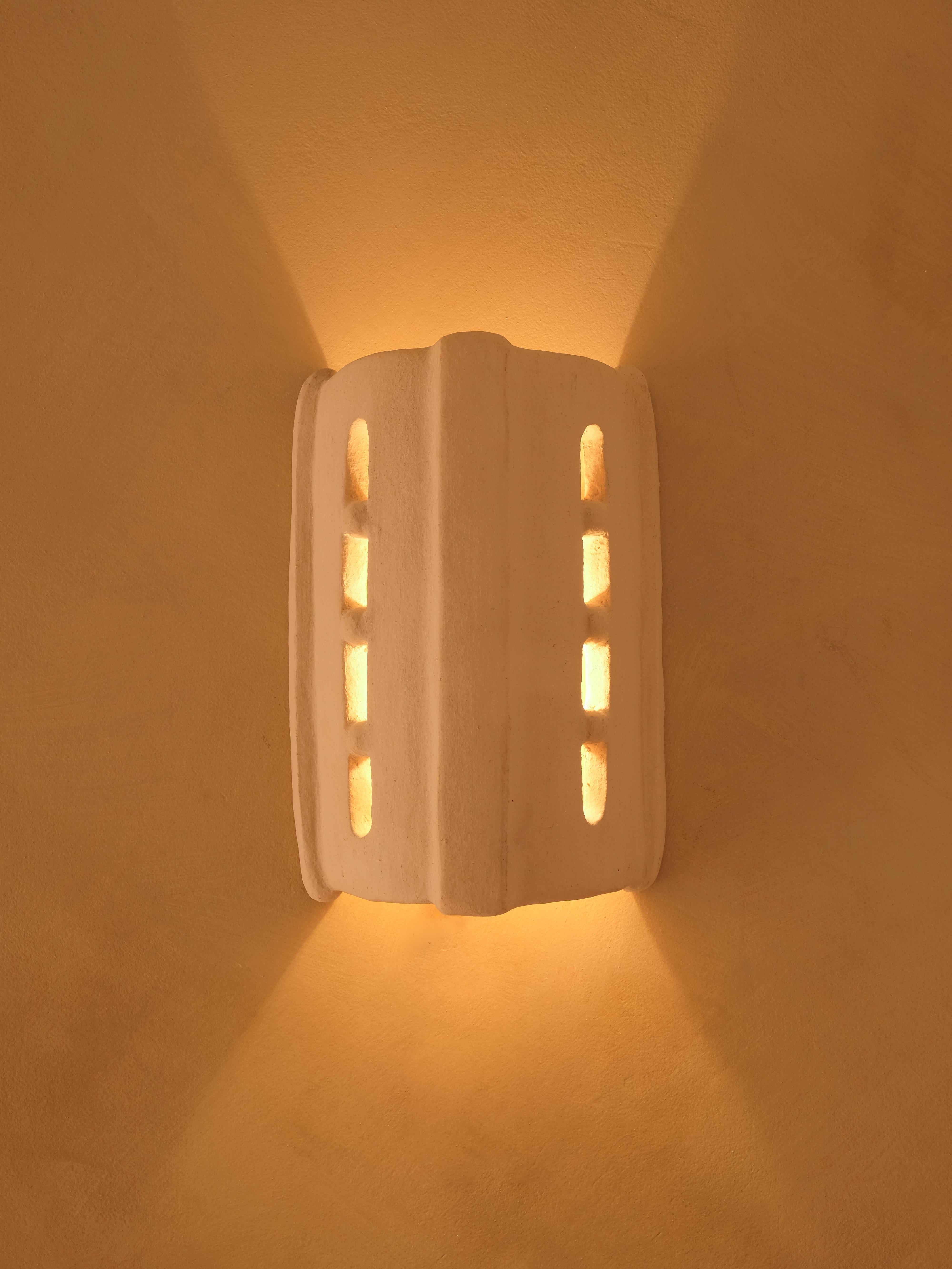 Contemporary White Ceramic contemporary Wall Light Made of local clay handcrafted For Sale