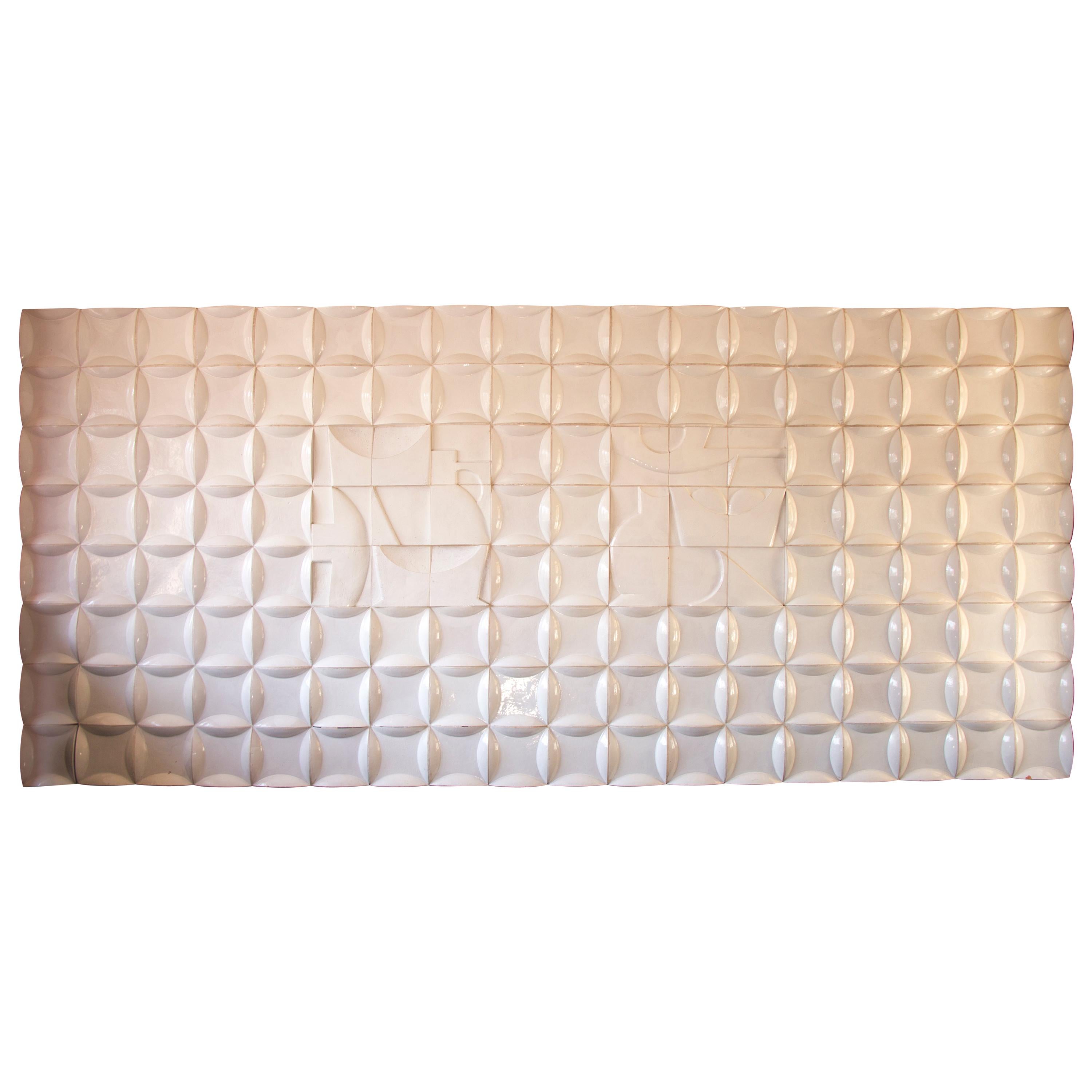 White Ceramic Wall Sculpture by Milan Mihalko, Czechoslovakia, 1969 For Sale