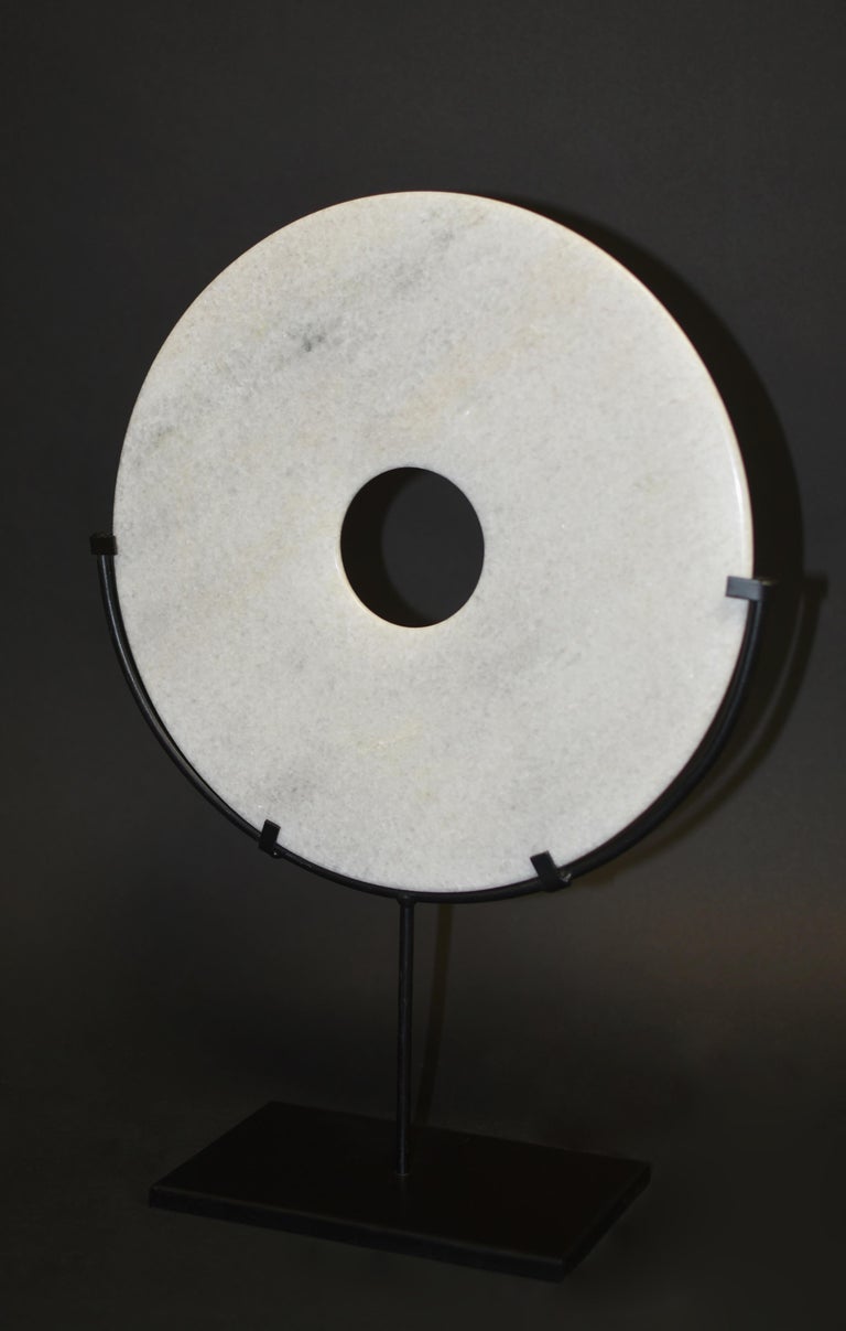 Prehistoric White Ceremonial Granite Bi Disc For Sale